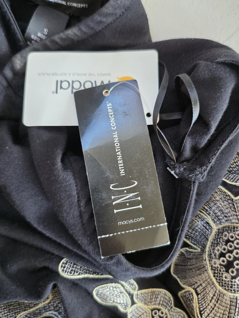 NWT INC International Concepts Black Floral Embroidered Tapestry Dress